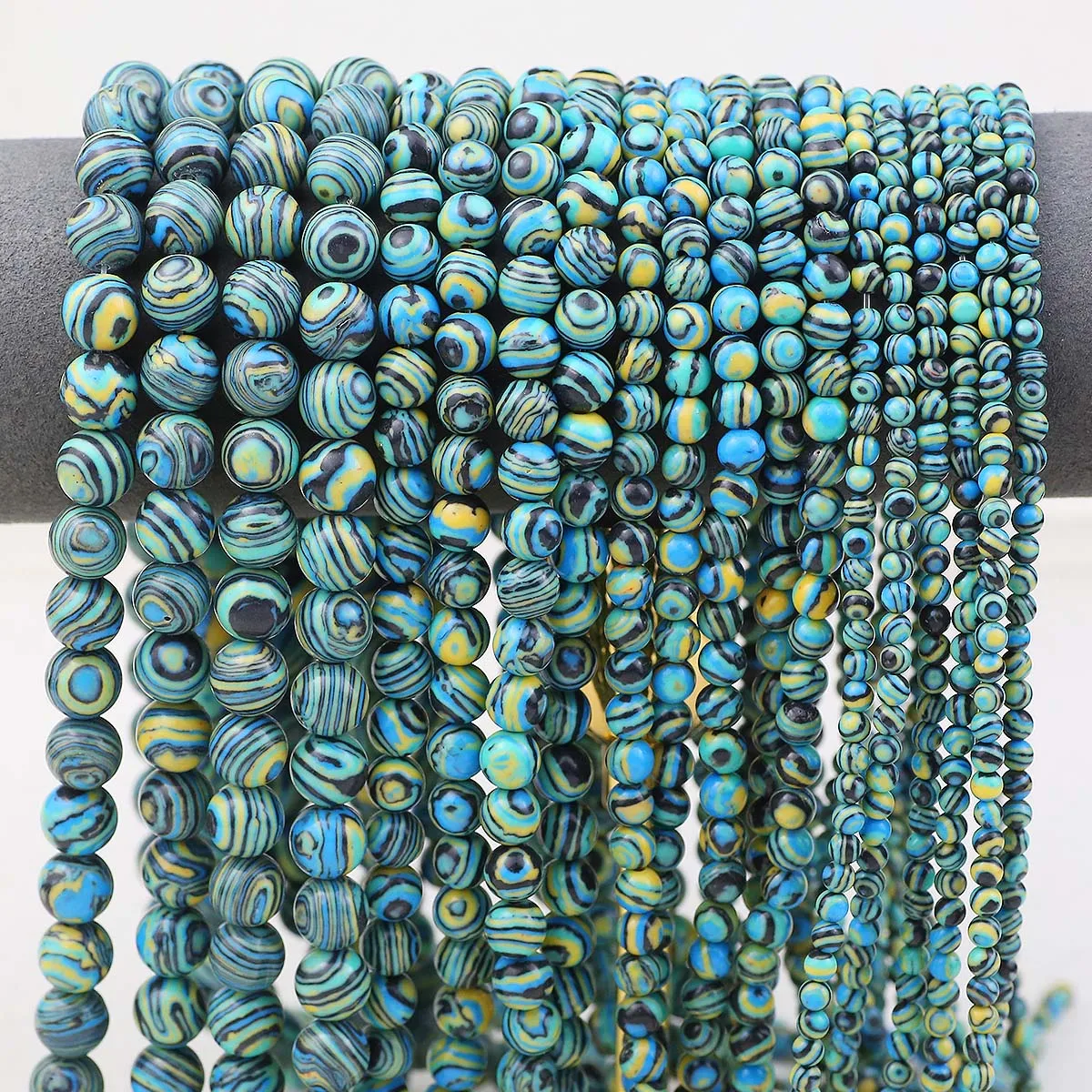 Synthetic Blue-Green-Black Malachite Stone Round Spacers Loose Beads For Jewelry Making DIY Charms Bracelet Accessories 4-10mm