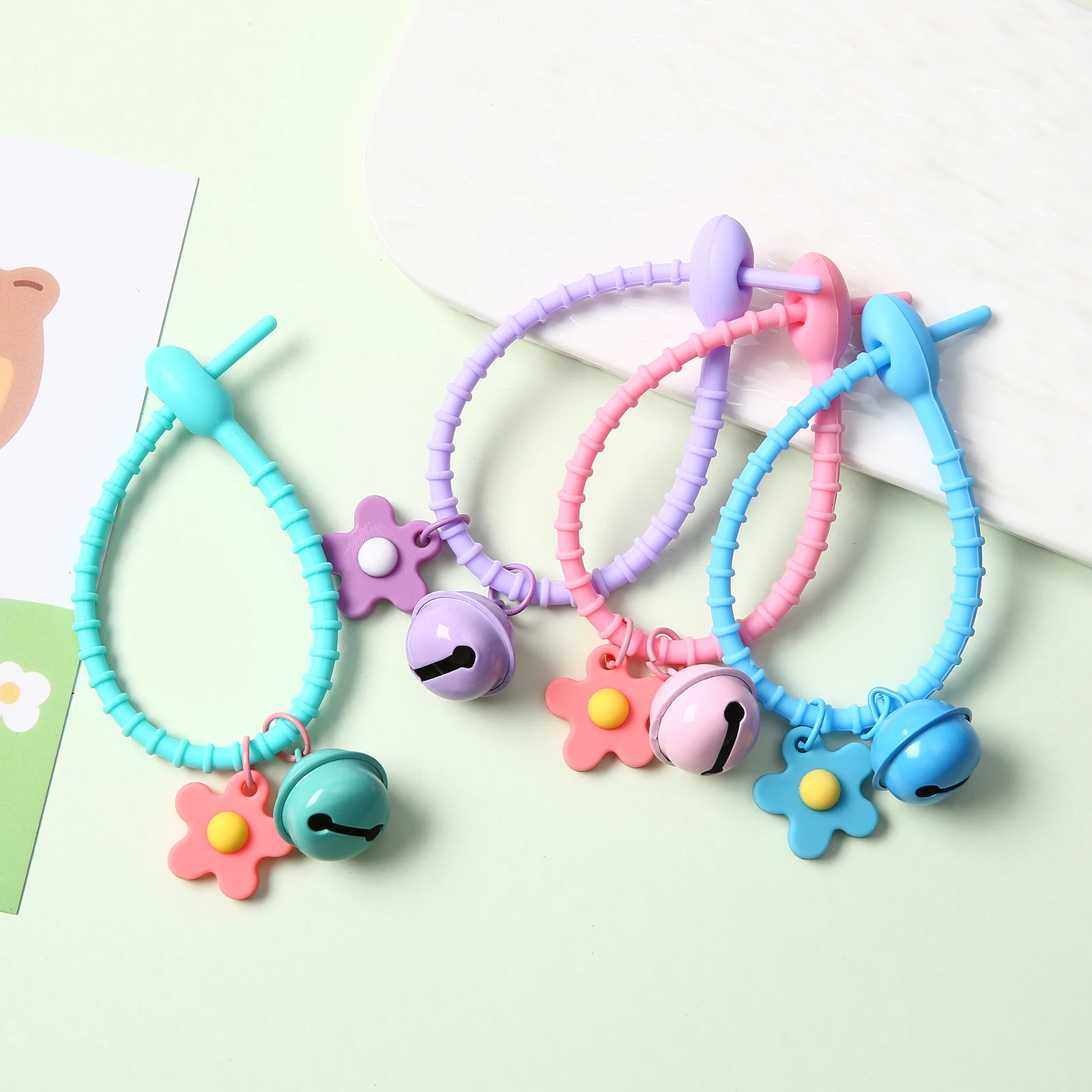 

1/5/10/20/50 Pcs Candy Colored Handmade DIY Production of Circular Ring Buckles with Bell and Flower Multi-color Accessories