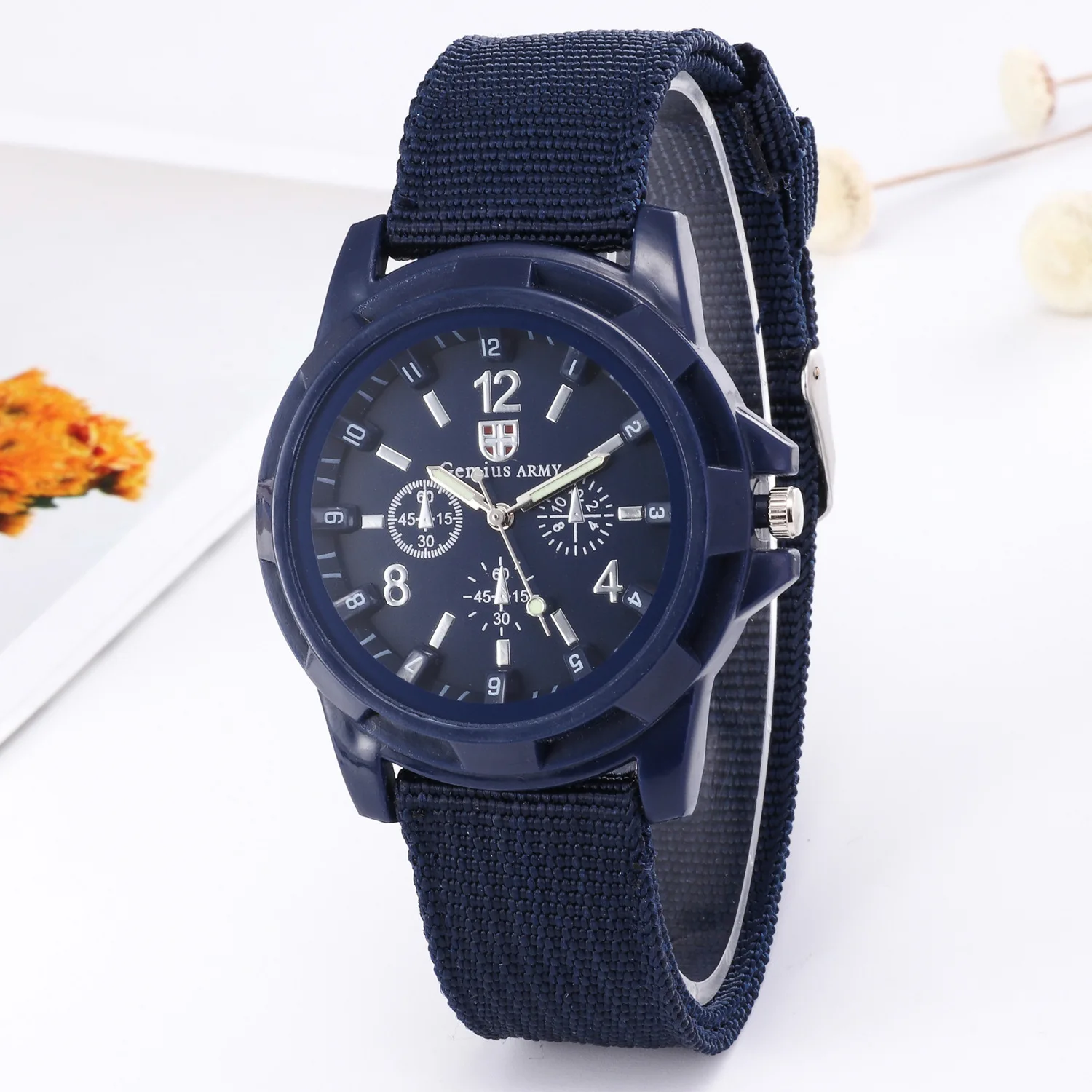 

Men's Nylon Band Sports Watch Gemius Army Clock Quartz Men Military Multi-function Fild Night Light Watch Casual Wristwatches