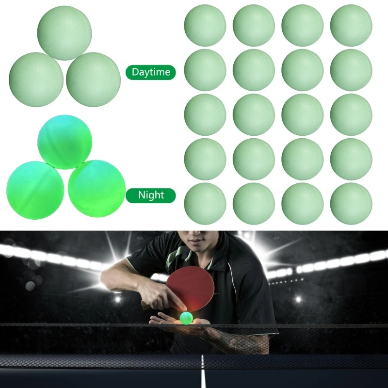 20Pcs Glow in The Dark Table Tennis Globe Sports 40mm Table Tennis Lighted Table Tennis Globe for Outdoor Game Party