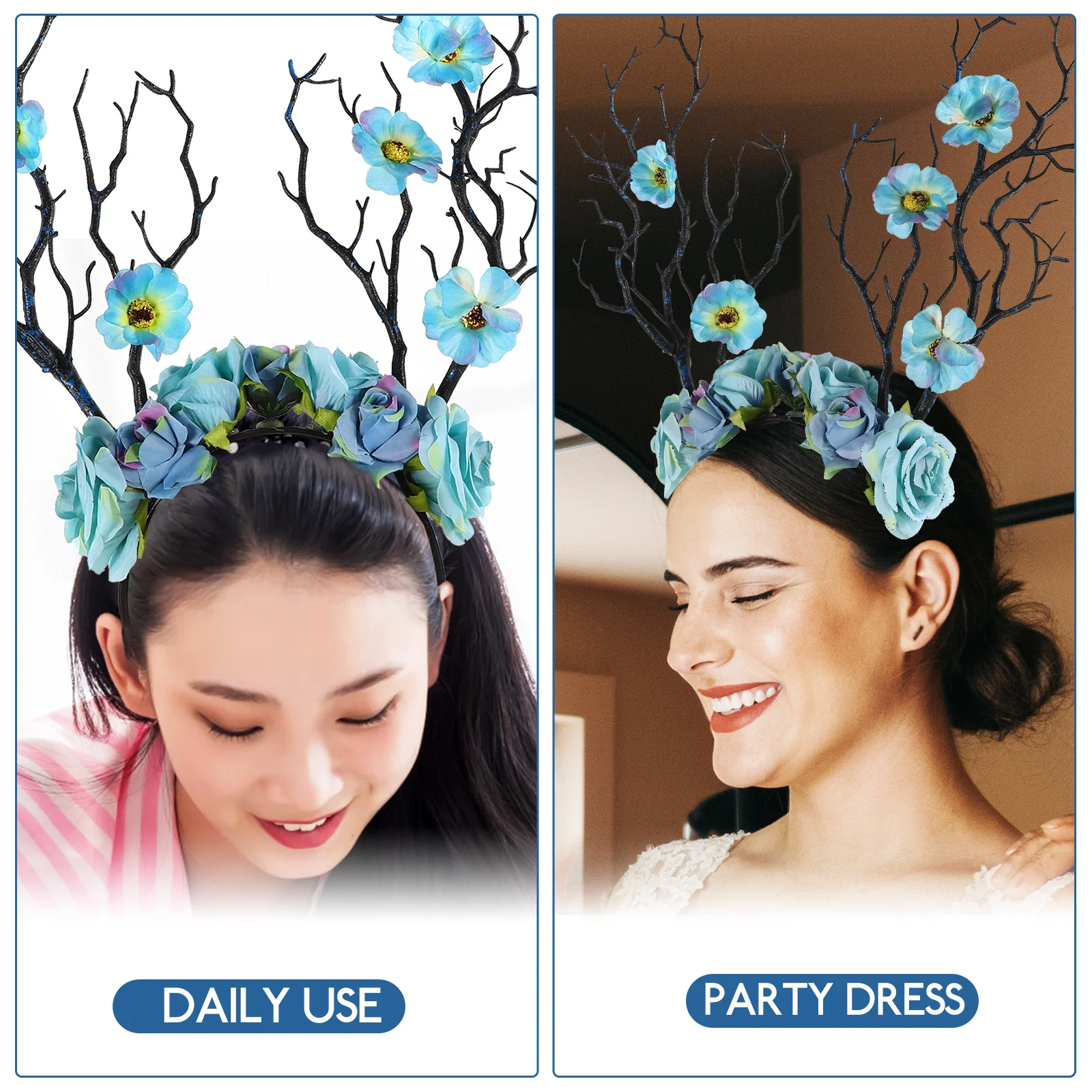 Diadema de rama de flor Artificial, simulación de tallos falsos, accesorio fotográfico ligero y cómodo, disfraz de mascarada