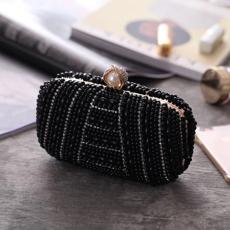 

Women's Polyester Embroidery Pearl Diamond Dinner Bag Fashion Party Banquet Beaded Rhinestone Evening Clutch Bag Bolsas De Mujer