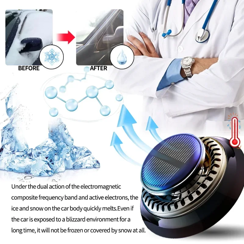 Solar Car Perfume Ornaments Solar Antifreeze Snow Remover Microwave Molecular Defrost Instrument Sensing Air Freshener decoratio