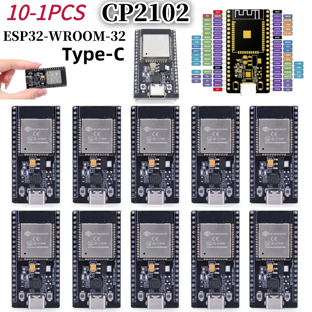 

10-1 шт. ESP32--32 CP2102 макетная плата 32 Мбит SPI Flash ESP32 макетная плата WiFi Bluetooth-совместимая 2412-2484 МГц
