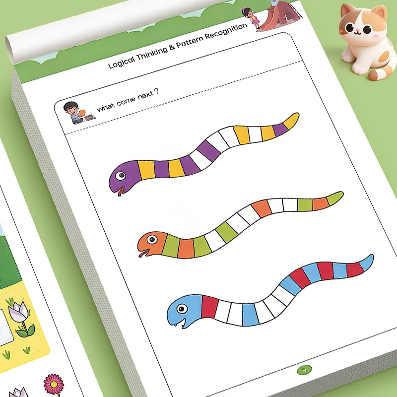 32 Pages Pattern Finding Educational Activity Workbook, Animal Sequence Matching & Reasoning Exercises, Logic Training Book