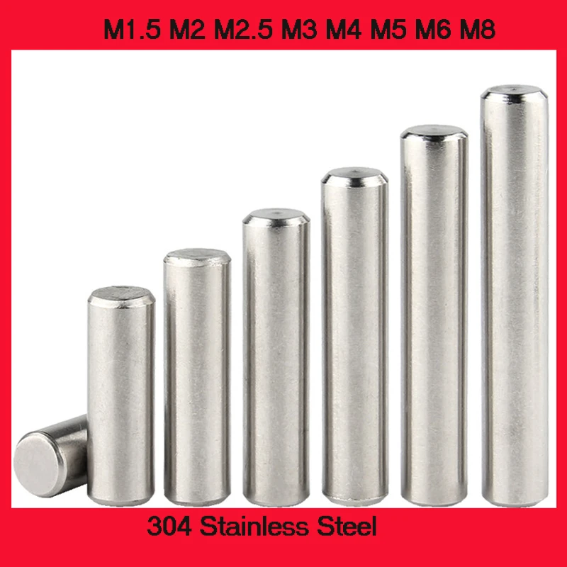 

304 Stainless Steel Cylindrical Pin Locating Dowel Fixing Lock Pin Shaft Solid Metal Rod M1.4 M1.5 M2 M2.5 M3 M4 M5 M6 M8