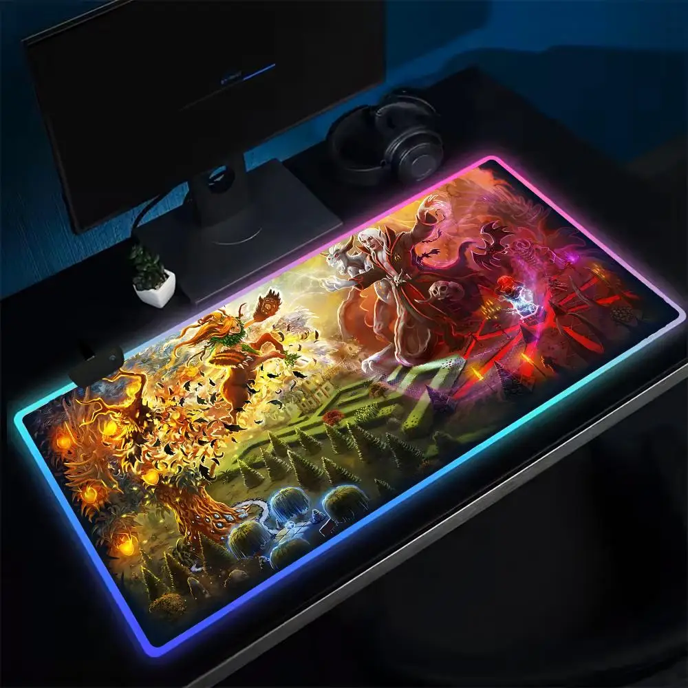 Moba T-Tibia Mouse Pad Anime Gaming Mouse Pad LED Table Pads Backlit Rubber Desktop XXL Mousepad RGB Desk Mats