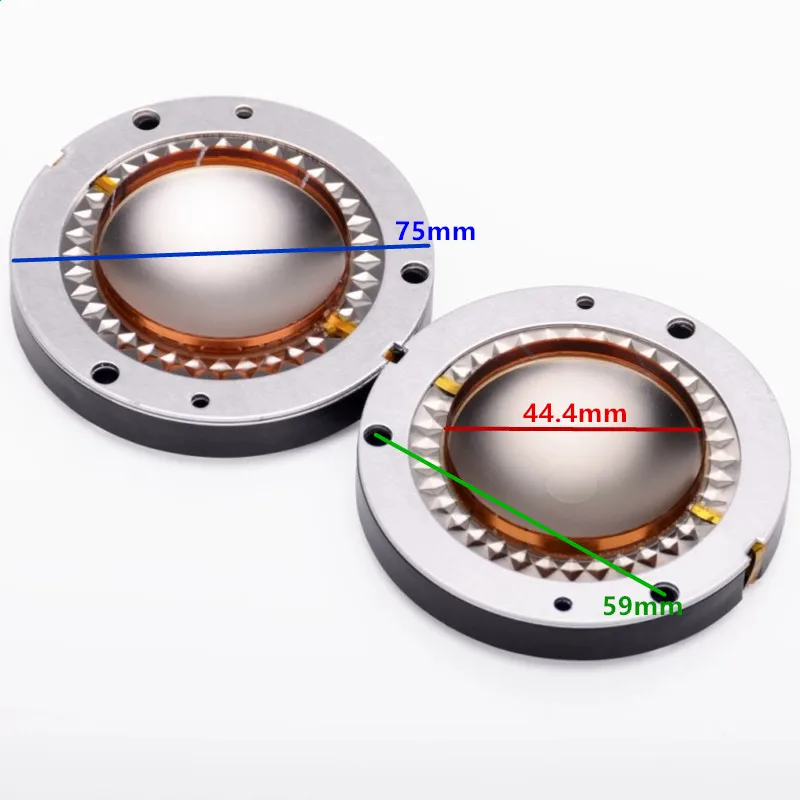2PC DJ Speaker Diaphragm Tweeter Repair Kit 44.4mm Voice Coil Titanium Dome For Compression Speaker 2427H 2425 2426
