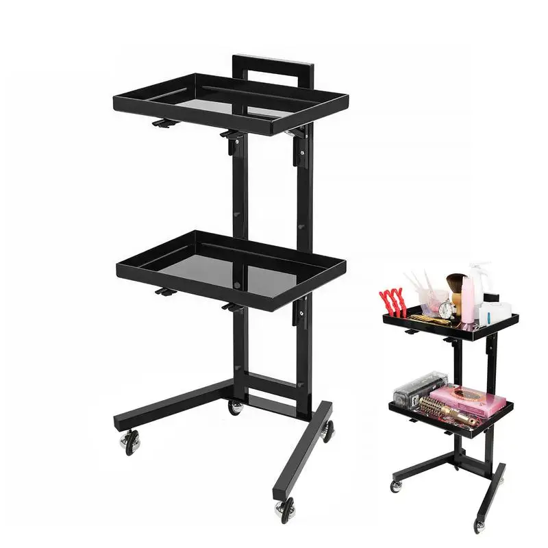 

hairdresser equipment hair extension stand salon Storage Trolley Cart 2 Tiers Salon Rolling Shelf Beauty Tools for Barbershops