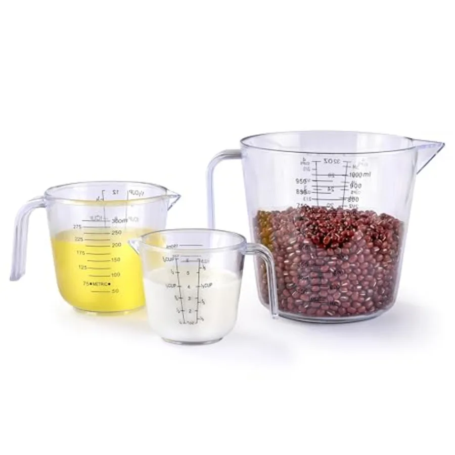 

Measuring Cup Set HIA 3PCS Plastic Liquid Measuring Cups for Prepping Baking and Cng Dishwasher Safe 4 1.5 and 3/4 Cup