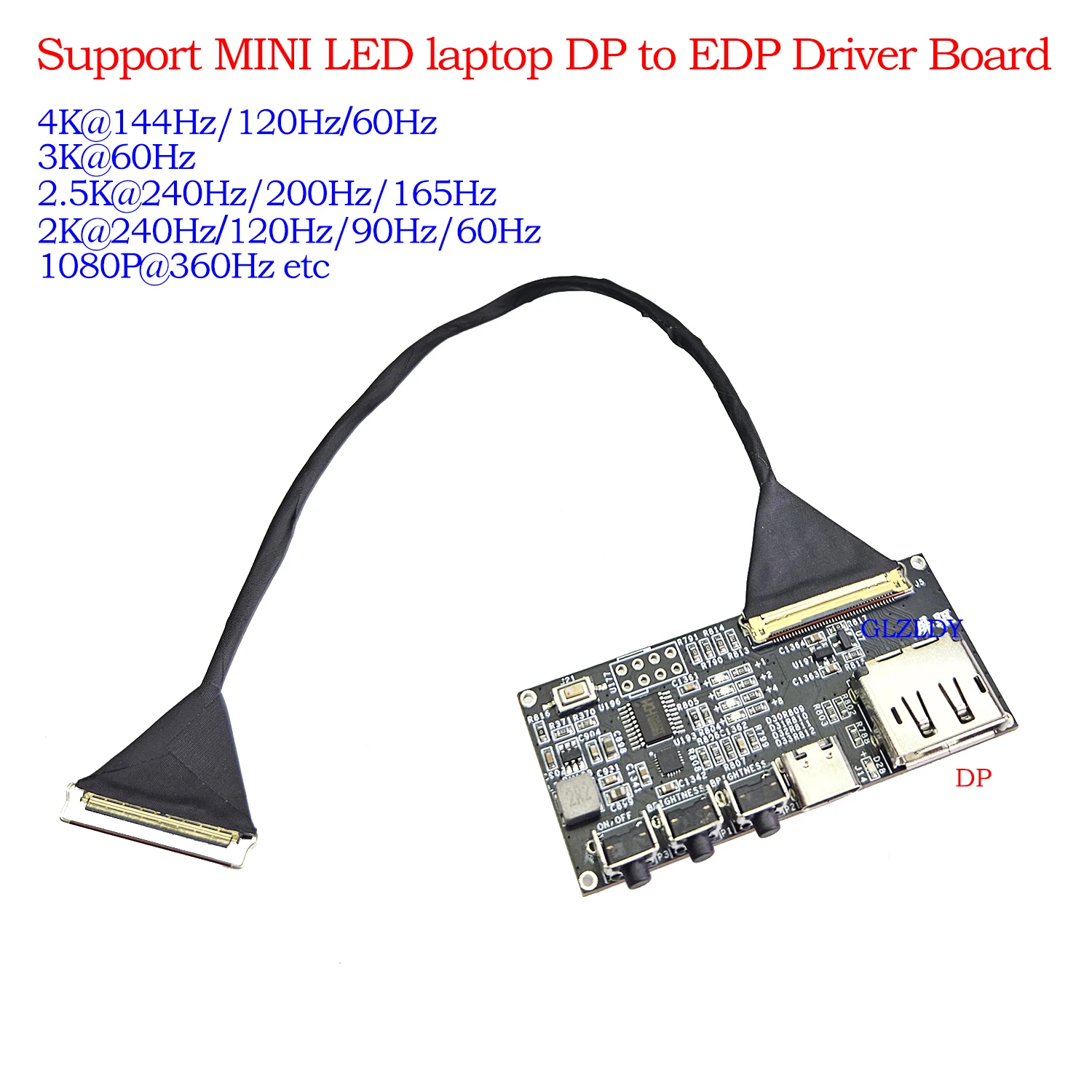 

DP to EDP Driver Board Direct-Connect Board 2K 165Hz 240Hz 4K 144Hz Support Mini LED High-Brightness QLED Display NE180QDM-NM1