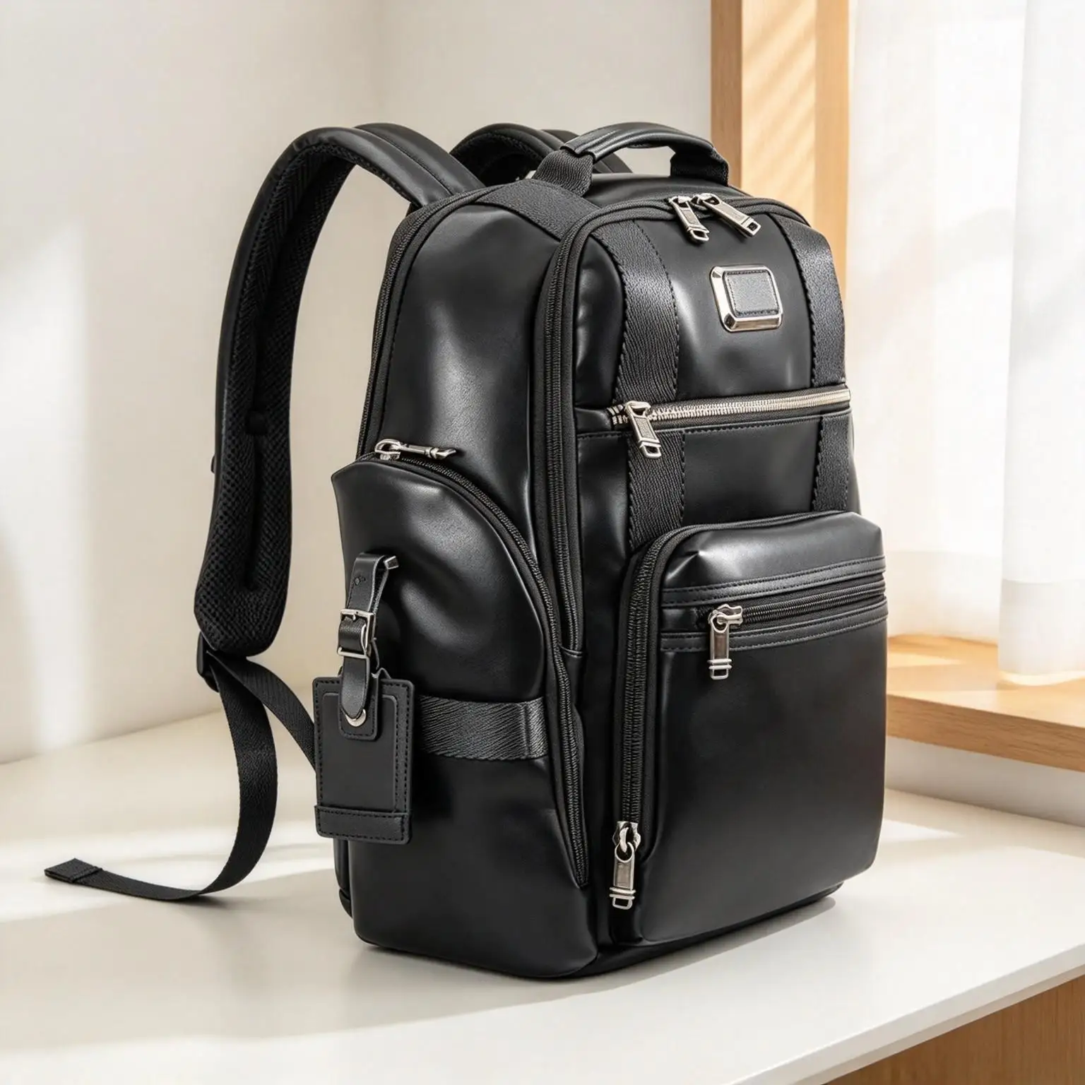 Mochila de cuero para hombre, de estilo casual y para uso profesional, con compartimento para portátil y gran capacidad, ideal para viajes.