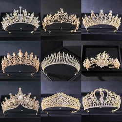 Gold Color Luxury Crystal Wedding Tiara And Crowns Party Rhinestone Prom Bridal Diadem Crown Tiara For Women Bride Hair Jewelry