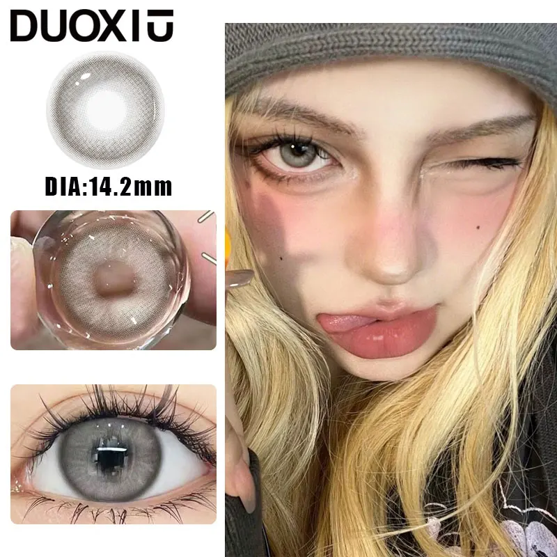 DuoXiu 1Pair Contact Lenses for Eye color Lenses Sclera Blue Green Lenses Degree Prescription -0.00 to -8.00 Beauty Pupils