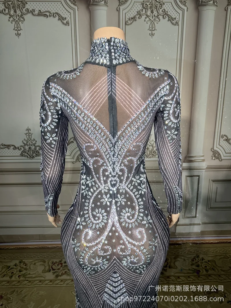 Bright Diamond Perspective Sexy Evening Dress Drag Queen Music Festival Song Dress Livehouse Dress Signing Party Платье Вечернее