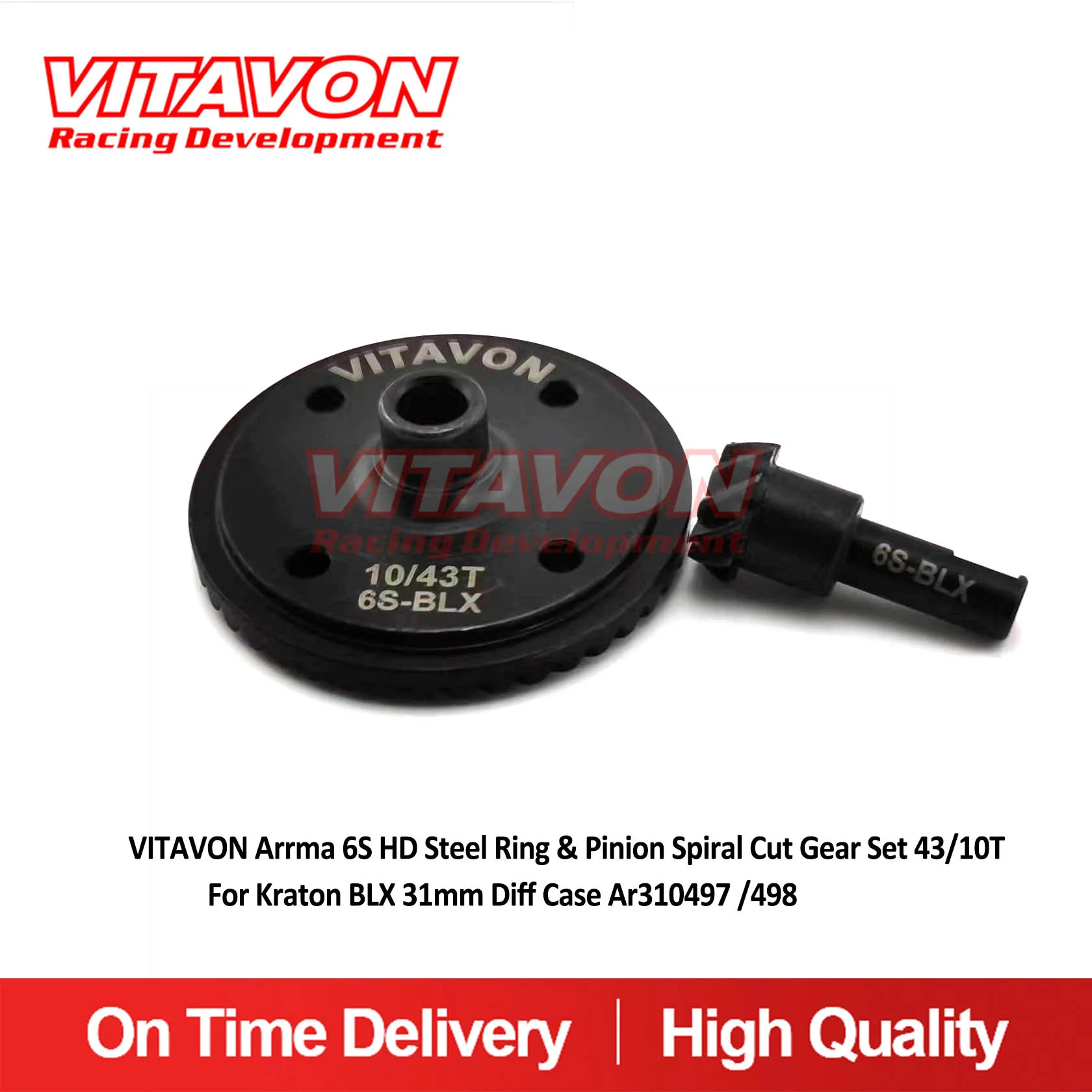 

VITAVON Arrma 6S HD Steel Ring & Pinion Spiral Cut Gear set 43/10T For Kraton BLX 31mm diff case Ar310497 /498