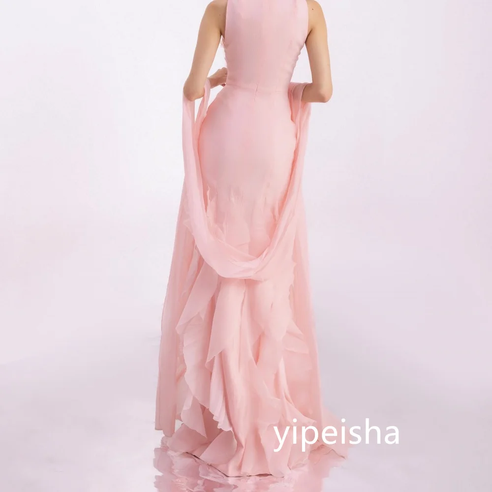 Customized Sexy Chiffon Mermaid O-Neck Long Dresses Prom Dresses Classic Exquisite Modern Style Pastrol Unisex Chinese Style For