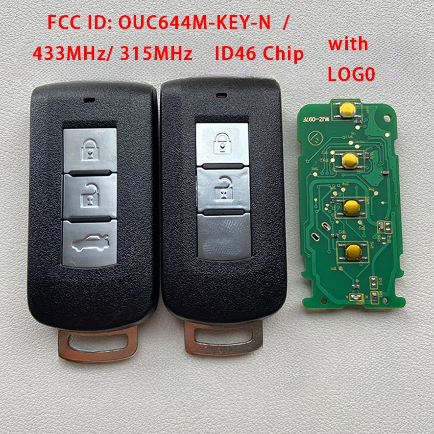 

434MHz ID46 PCF7952 OUC644M-KEY-E Keyless go Smart Remote Key 2B 3B for Mitsubishi Lancer Outlander 2008-2016 OUC644M-KEY-E