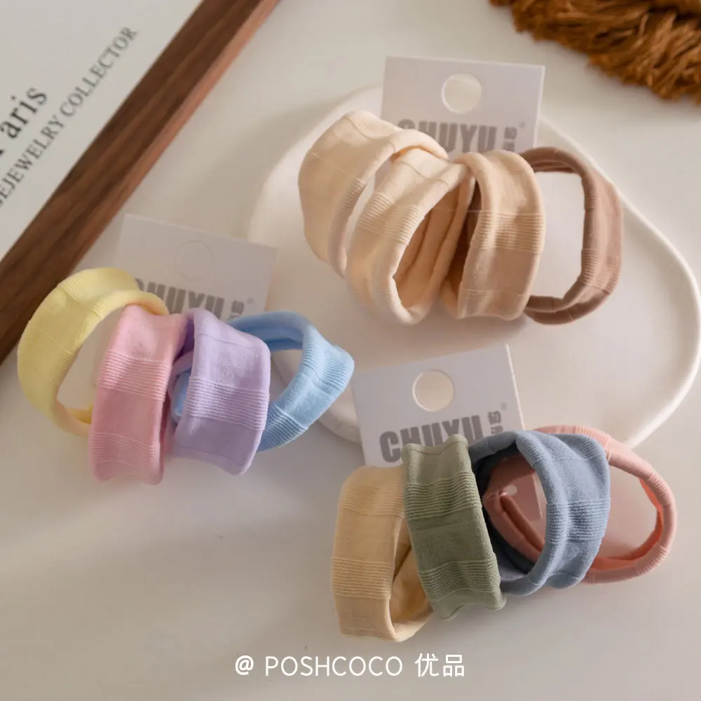 

Korean Seamless Scrunchies 4PCS Towel Loop Hair Bands Colorful Gentle Hair Ties for Sensitive Scalp Girls No Tangle