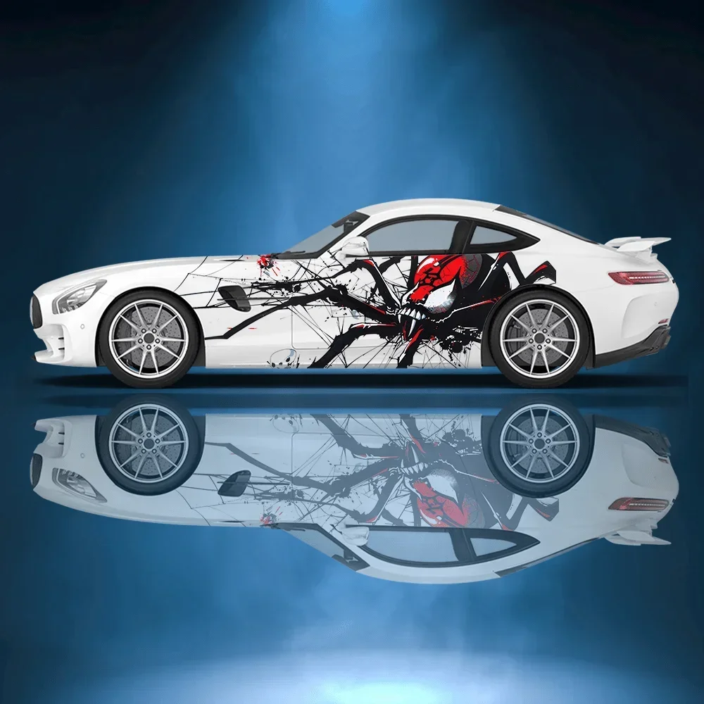 

Black Big Spider Splash Print Car Side Sticker Decoration Protection, Waterproof Self-adhesive Decal Auto Accessories Wrap Cover