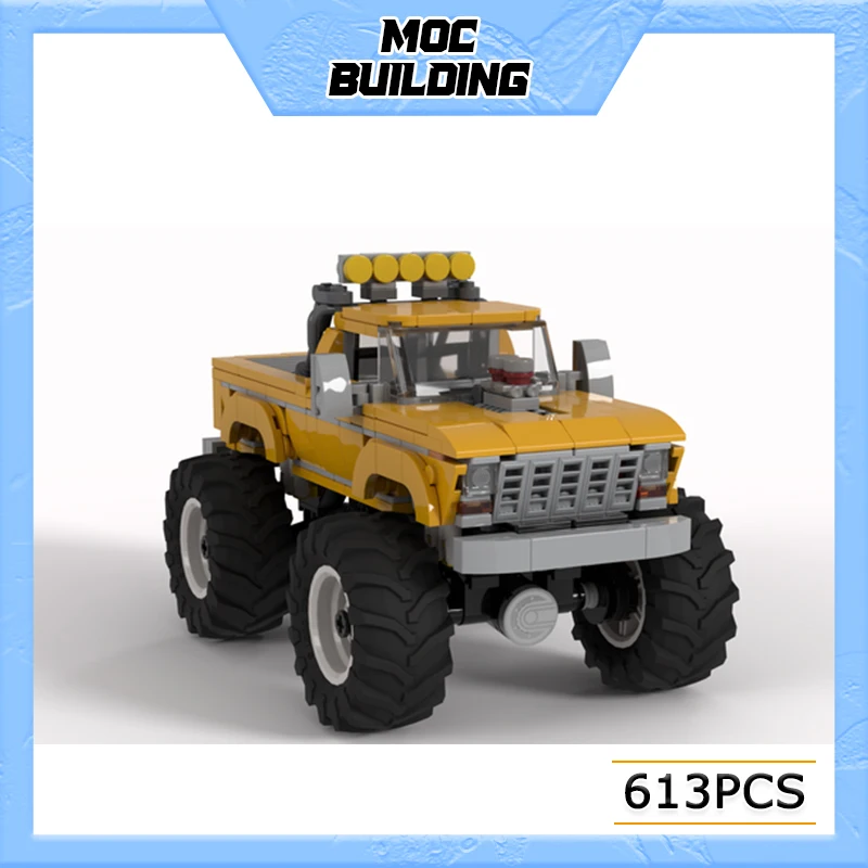 613pcs Technology MOC 1979 F250 Monster Truck Car Building Block Vehicle Toys Assemble Bricks Set for Kid MOC-130006