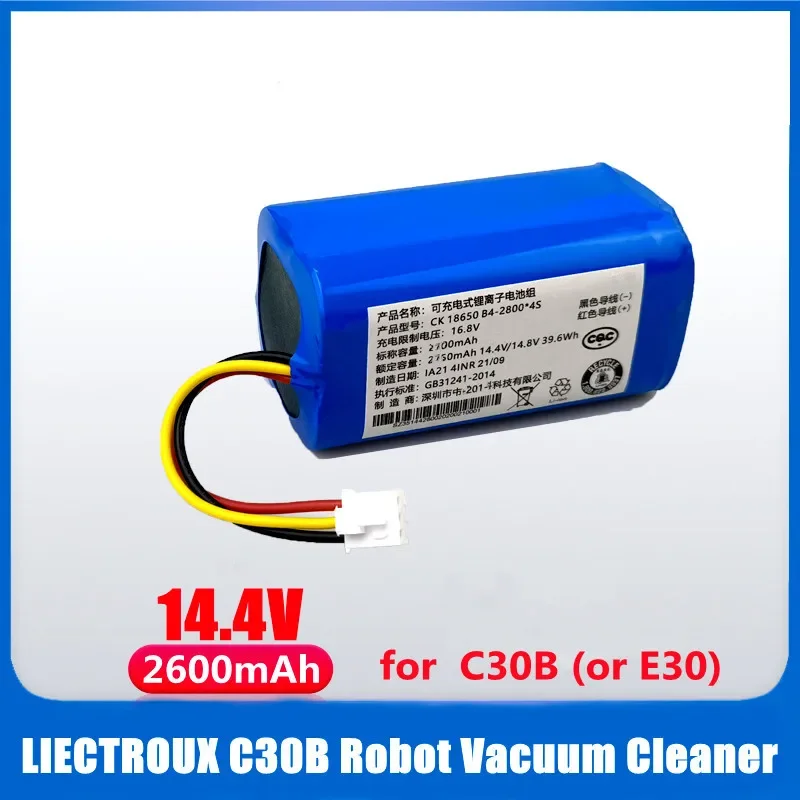 Original 18650 3500mAh 14.4V Li Ion Battery for LIECTROUX C30B E30 Robot Vacuum Cleaner Cleaning Tool Parts 2600mAh