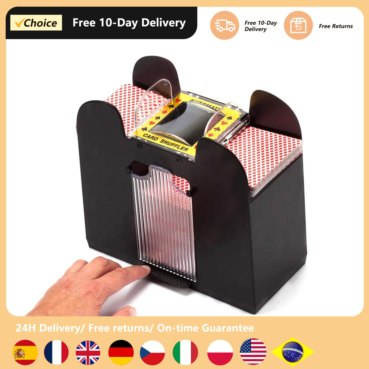 2/4/6 Decks Automatic Card Shuffler Automatic Playing Cards Shuffler Mixer Games Poker Sorter Machine Dispenser for Travel Home