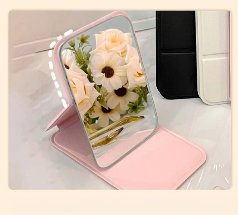 1pc Mirror Makeup Mirror Portable Folding Mirror Girl Makeup Mirror HD Desktop Stand up Mini Portable Small Mirror Travel