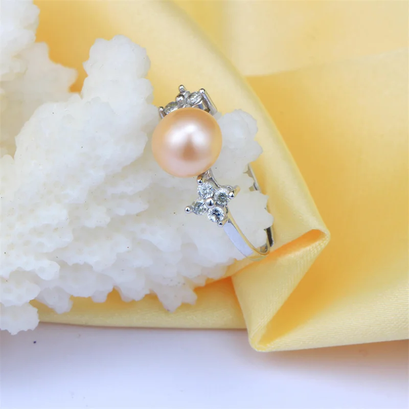 YWYC Freshwater Cultured Pearl 925 Sterling Silver Rings for Women Open Adjustable Rings Jewlery Gift Wholesale