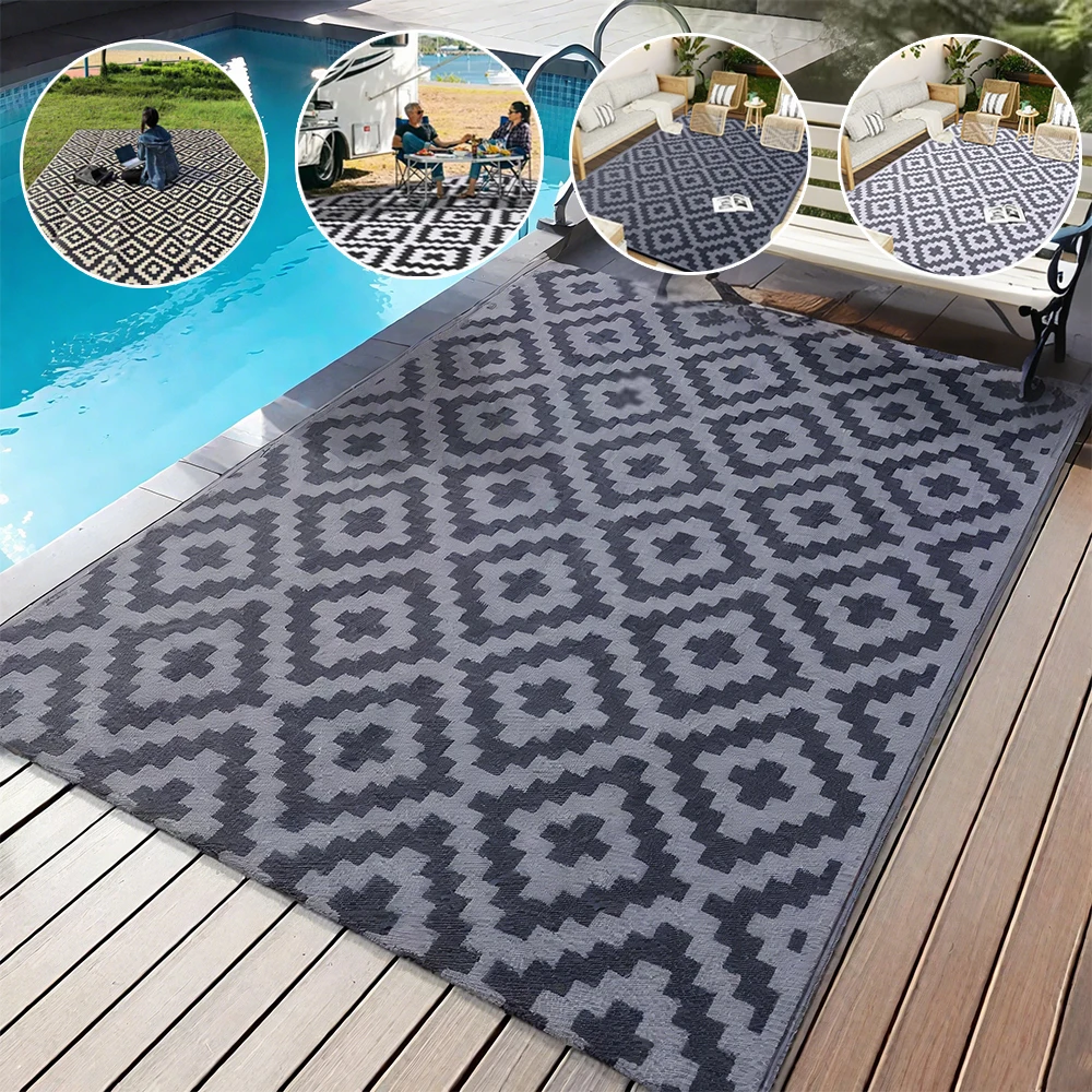 

Waterproof Outdoor Rug PP Plastic Straw Carpet for Camping Family Picnic Balcony Rug Outside RV Mats Living Room Bedroom Carpet