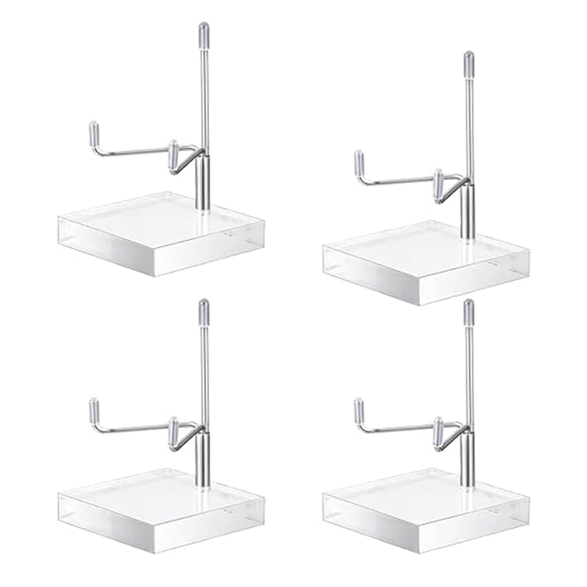 

High-quality 4 Pcs Adjustable Metal Arm Display Stand Easel with Acrylic Base Rock Display Easel Holder Acrylic Easel Silver