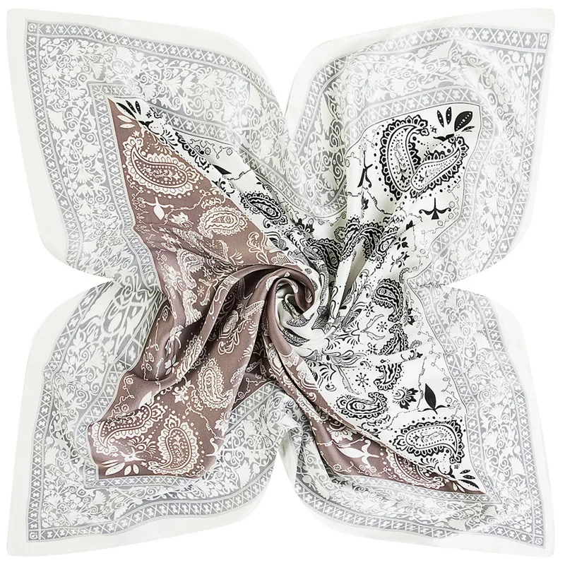 60cm*60cm 마오통 스카프 60x60cm 인조 실크 민족 스타일 페이즐리 프린트 여성용 사각 스카프 숄