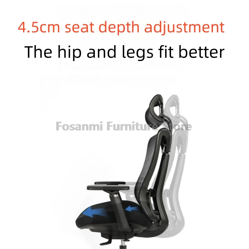 كرسي كمبيوتر مسامي مع عمق مقعد قابل للتعديل، كرسي مكتب مريح لدعم قطني للمكتب والمنزل، كرسي شبكي للألعاب باللون الأسود