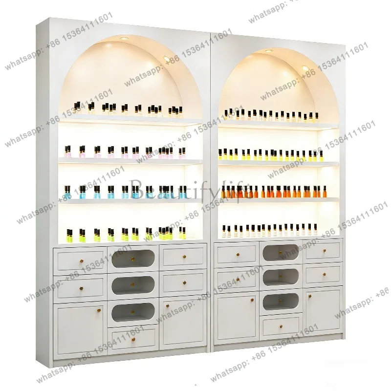 Nordic High-end Cosmetic Display Cabinet Minimalist Beauty Salon Skin Care and Nail Cabinet Commercial Furniture أثاث مكتبات FYM