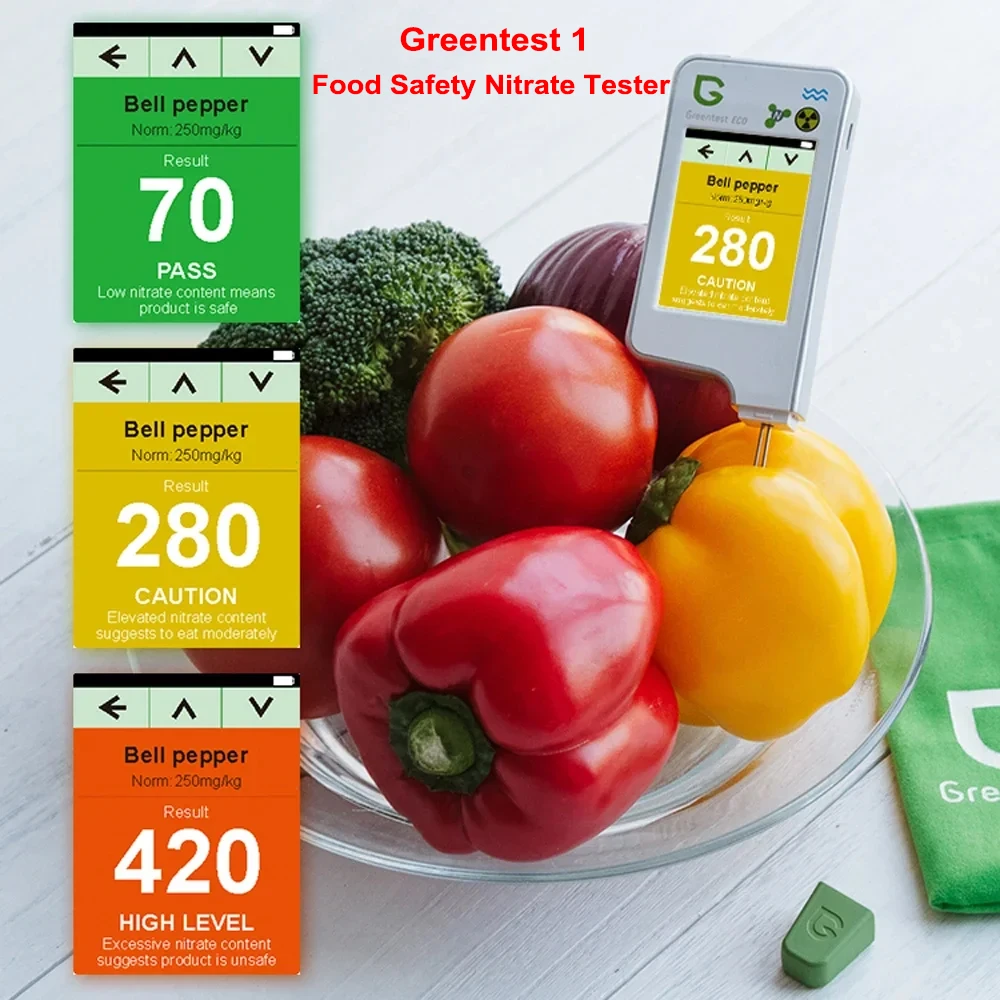 

Greentest 1 Digital Food Safety Nitrate Tester Home Kitchen Fruits Vegetables Health Analyzer Capacitive Screen Fast Detection