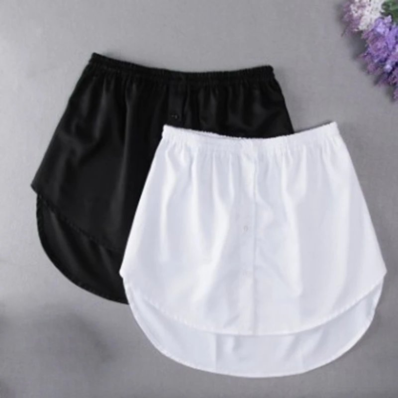 2023 New Fashion Women Fake False Shirt Tail Blouse Hem Cotton Detachable Underskirt Skirt UK Shirt Elastic Irregular Skirt Tail