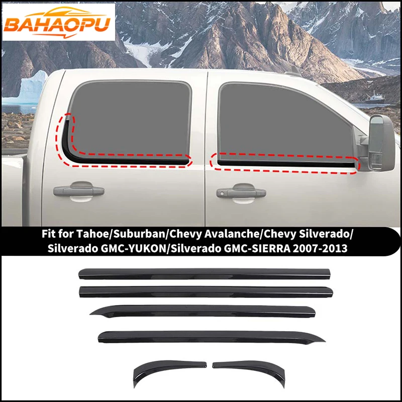 

BAHAOPU Black Car Window Decorative Strip Fit For Tahoe/Suburban/Chevy Avalanche/Chevy Silverado 2007-2013,Exterior Accessories