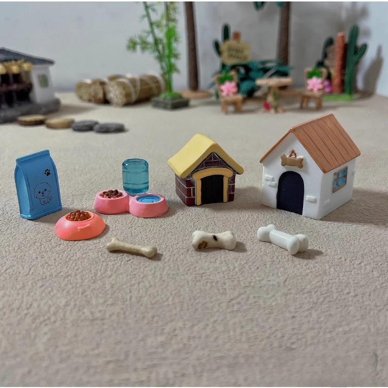 

Emulation Miniature Small House Golden Retriever Dog House Bone Dog Food Sand Table Prop Model Decoration Ornament