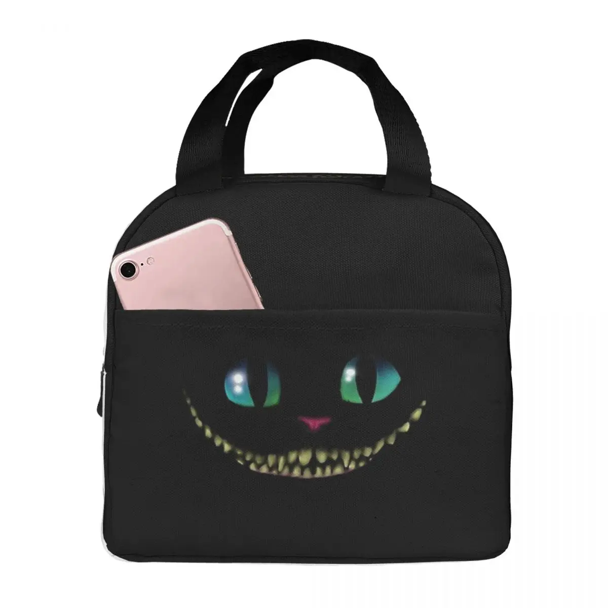 Cheshire Alice Cats We Re All Mad Lunch Bags Insulated Bento Box Lunch Tote Picnic Bags Thermal Bag for Woman Student Office