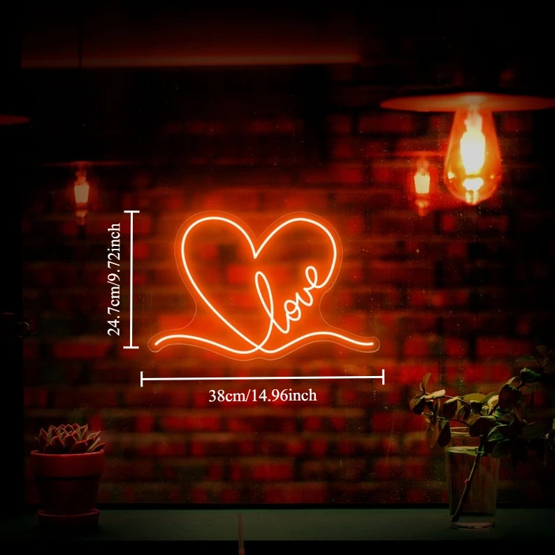 الحب القلب النيون إشارة اليدوية LED ضوء النيون الإعلان لغرفة النوم حانة المنزل البيرة بار حفلة عيد ميلاد جدار ديكور عكس الضوء USB #3