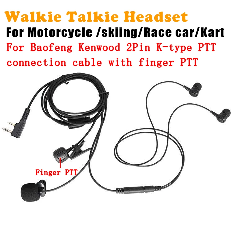K-head Universal Headset Mic Walkie Talkie Earphones with finger PTT Soft Accessories for BaoFeng UV-5R UV-5RH Quansheng UV-K6