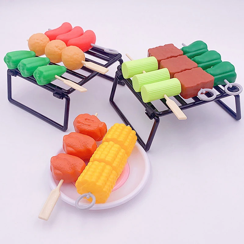 Kids Simulation Barbecue Toy Set BBQ Cooking Pretend Play Kitchen Toys Interactive Grill Play Food Cookware Playset For Children