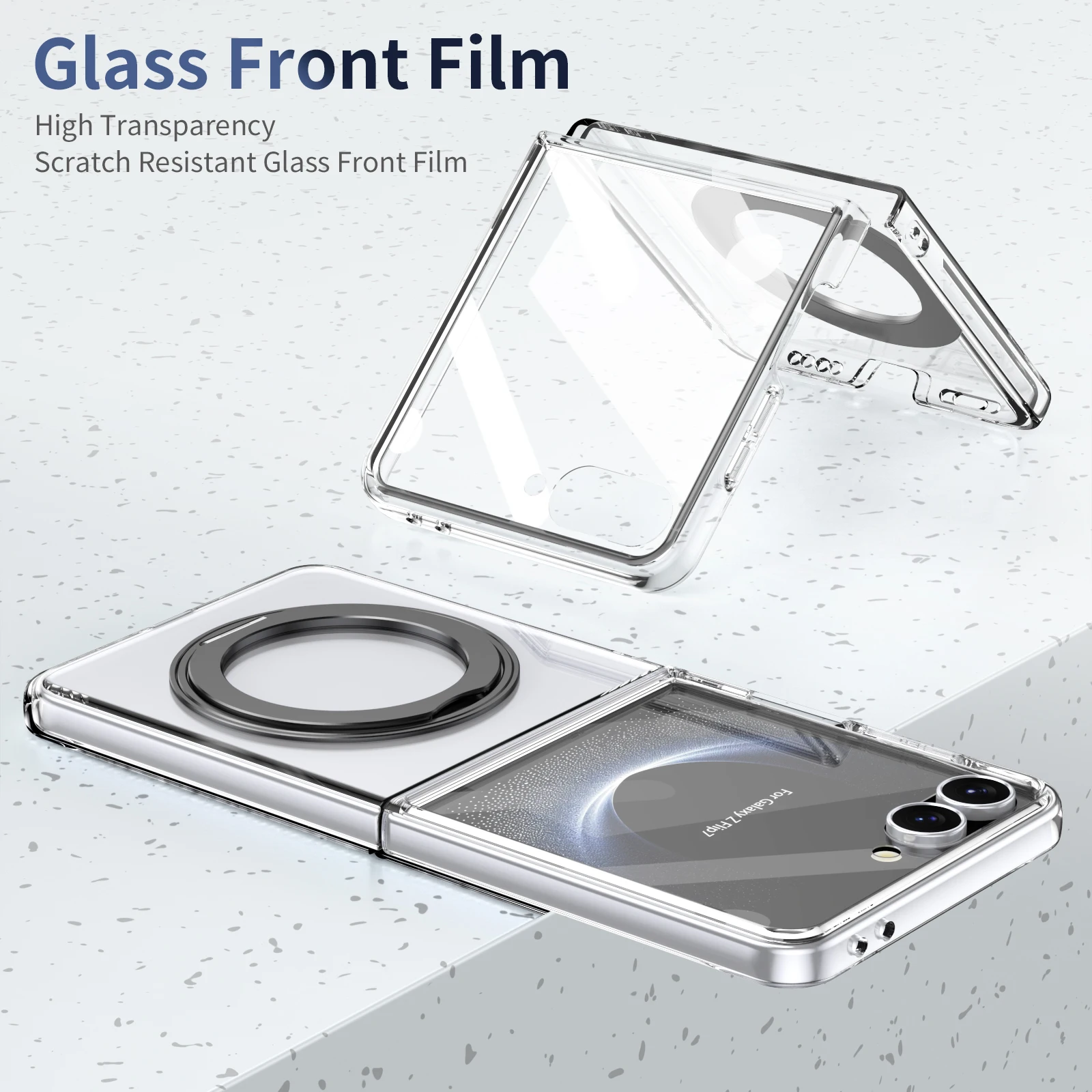 

Camera Bracket Wireless Charging Phone Case for Samsung Z Flip 7 6 5 4 3 Swivel Bracket Galss Front Film Shockproof Back Cover