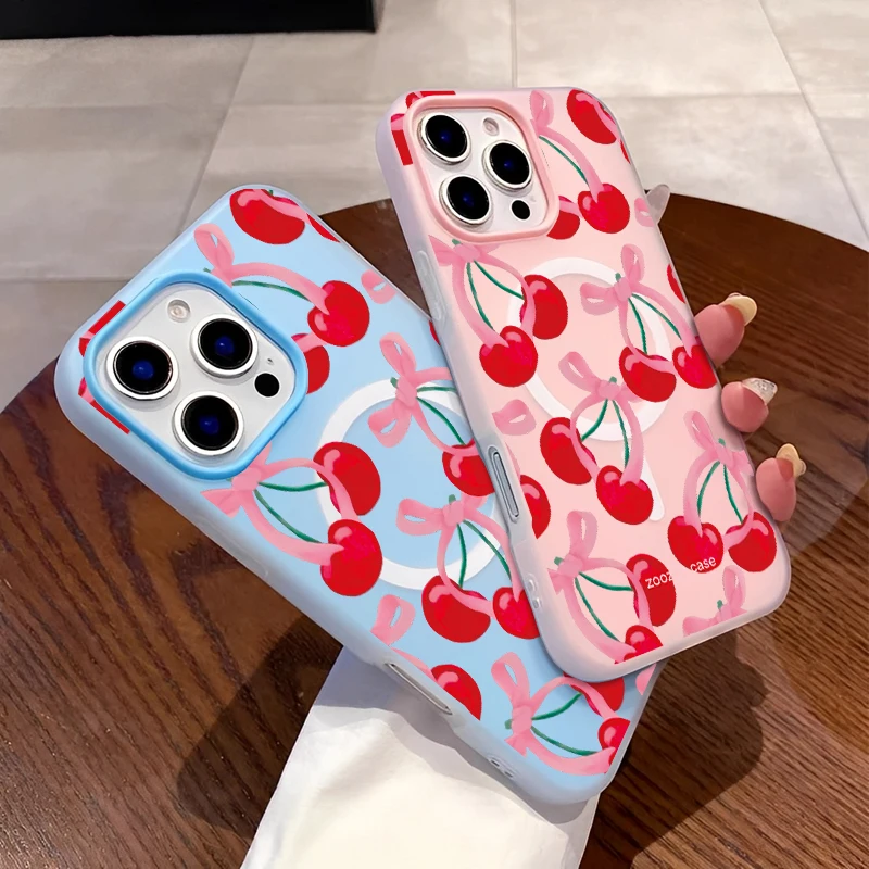 

Модный простой милый чехол для телефона с красным вишневым фоном для iPhone 16, 15, 14, 13, 12, 11, противоударный чехол для телефона ProMax, минималистичный чехол