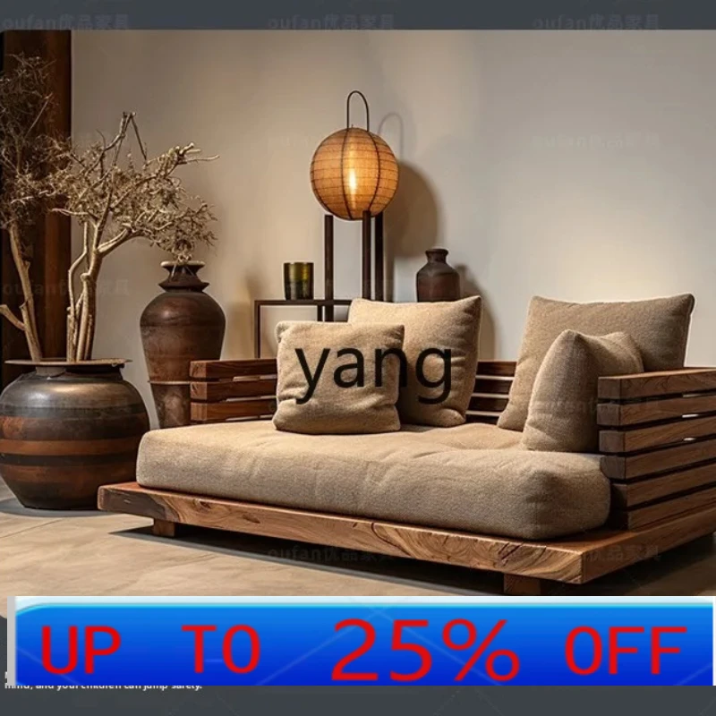 

Lhh Solid Wood Sofa Homestay Log Single Sofa Meditation Meditation Chair