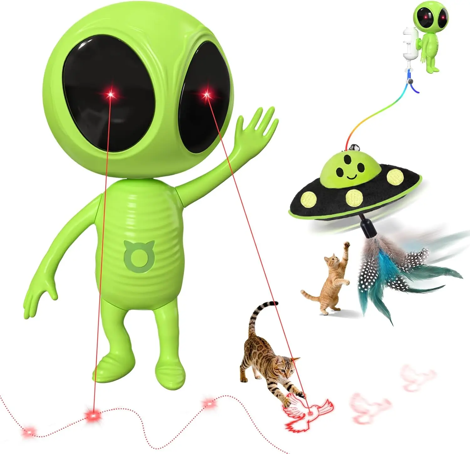 

Интерактивная лазерная игрушка для кошек с двойным лазером и подвеской с кошачьей мятой, интеллектуальная случайная траектория движения, 4 режима скорости
