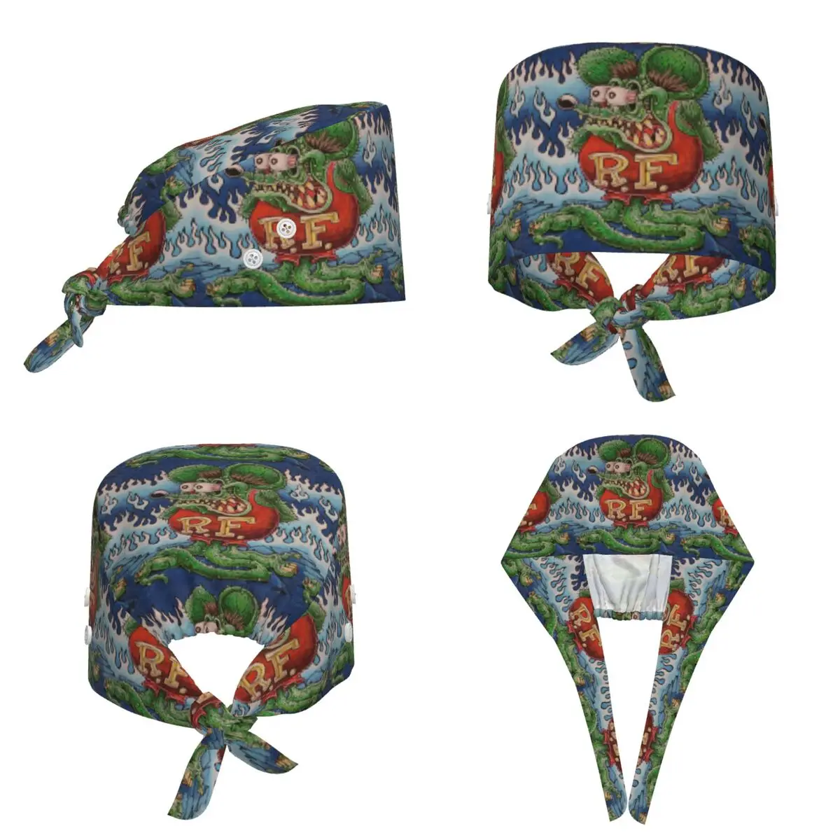 Rat Fink Scrub Hat Doctor Working Surgical Cap Men Women Adjustable Nursing Caps for Dentist