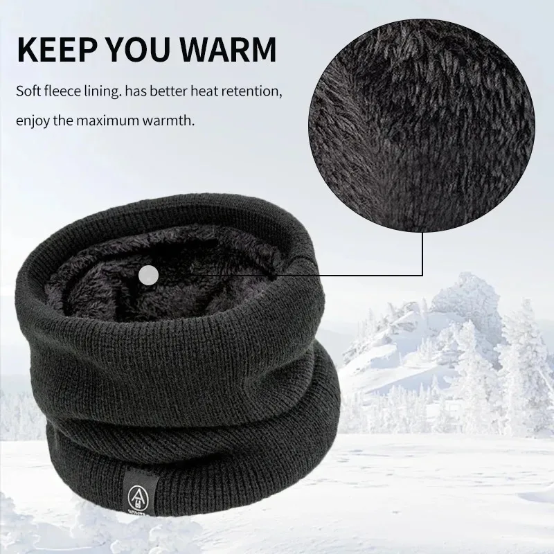 Winter Warm Scarf Outdoor Windproof Unisex Riding Cycling Skiing Hat Knitted Fleece Thicken Wool Protect Neck Scarf Female Mask