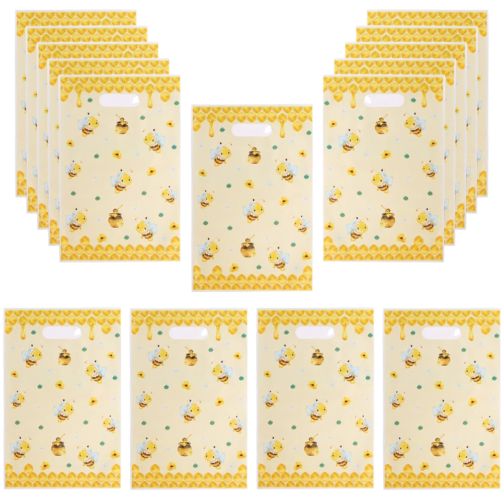10/30 sacs cadeaux abeilles, sacs à bonbons en plastique, sacs de fête pour enfants, garçons et filles, fournitures de décoration d'anniversaire, baby shower