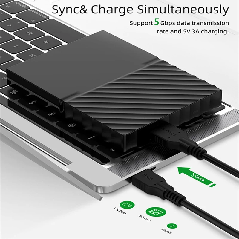 【Szybka wysyłka】 Szybki kabel do transmisji danych dysku twardego 5 Gbp Adapter USB 3.0 na Micro B do zewnętrznego dysku twardego HDD i SSD